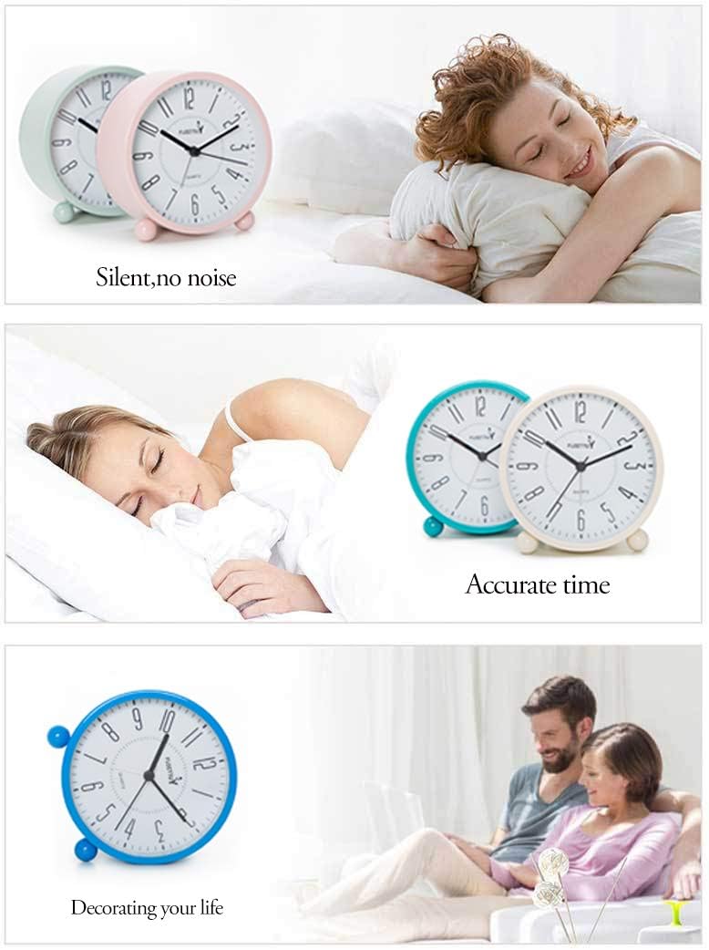 Super Silent Metal Alarm Clock with Night Light and Retro Design