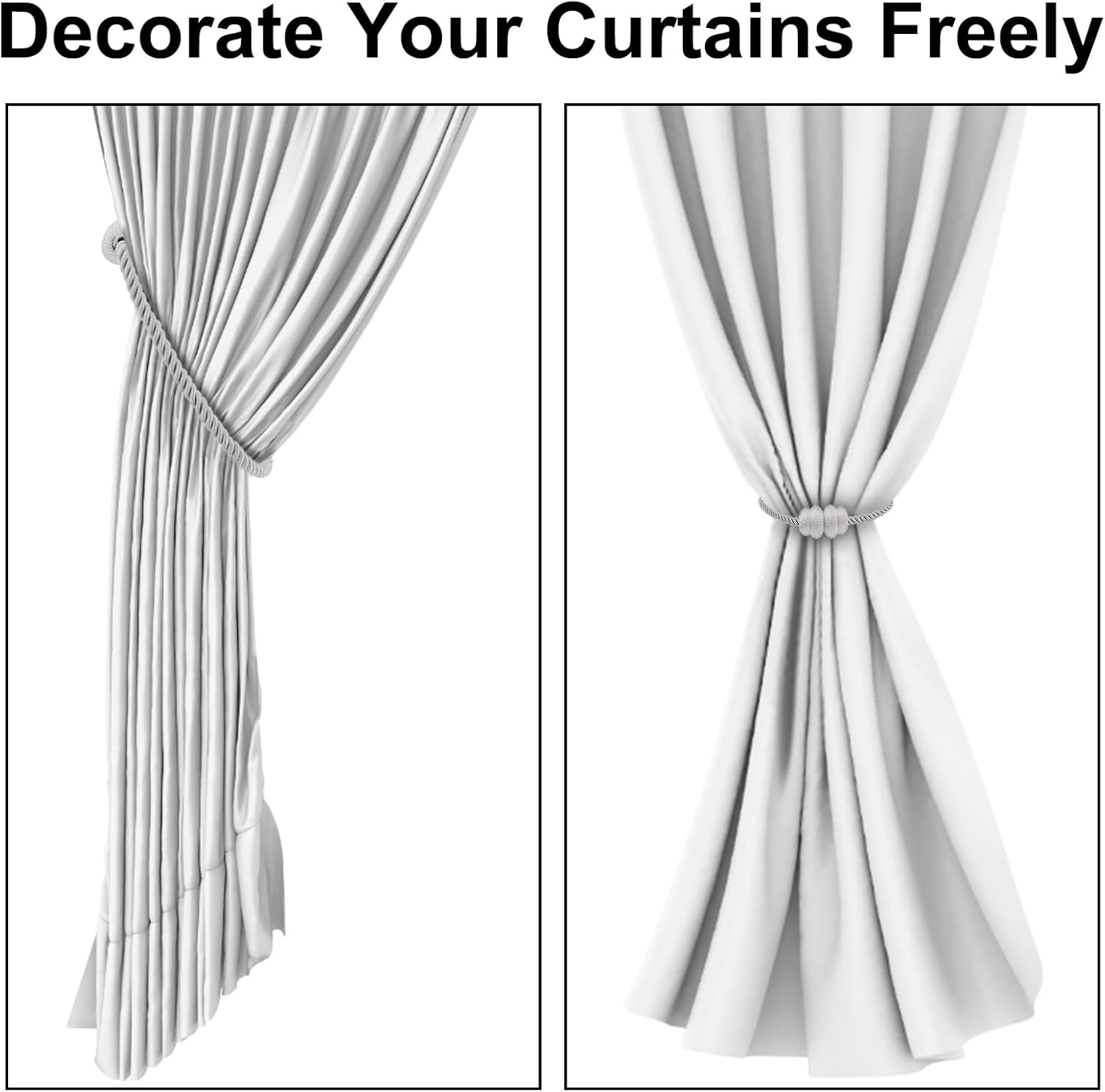 Magnetic Curtain Tiebacks 4 Pack for Window Drapes