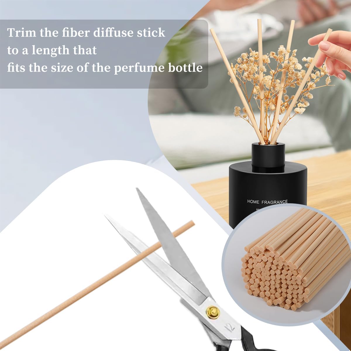 YISOWUH Reed Diffuser Sticks 120PCS 19cm Beige Rattan Replacement