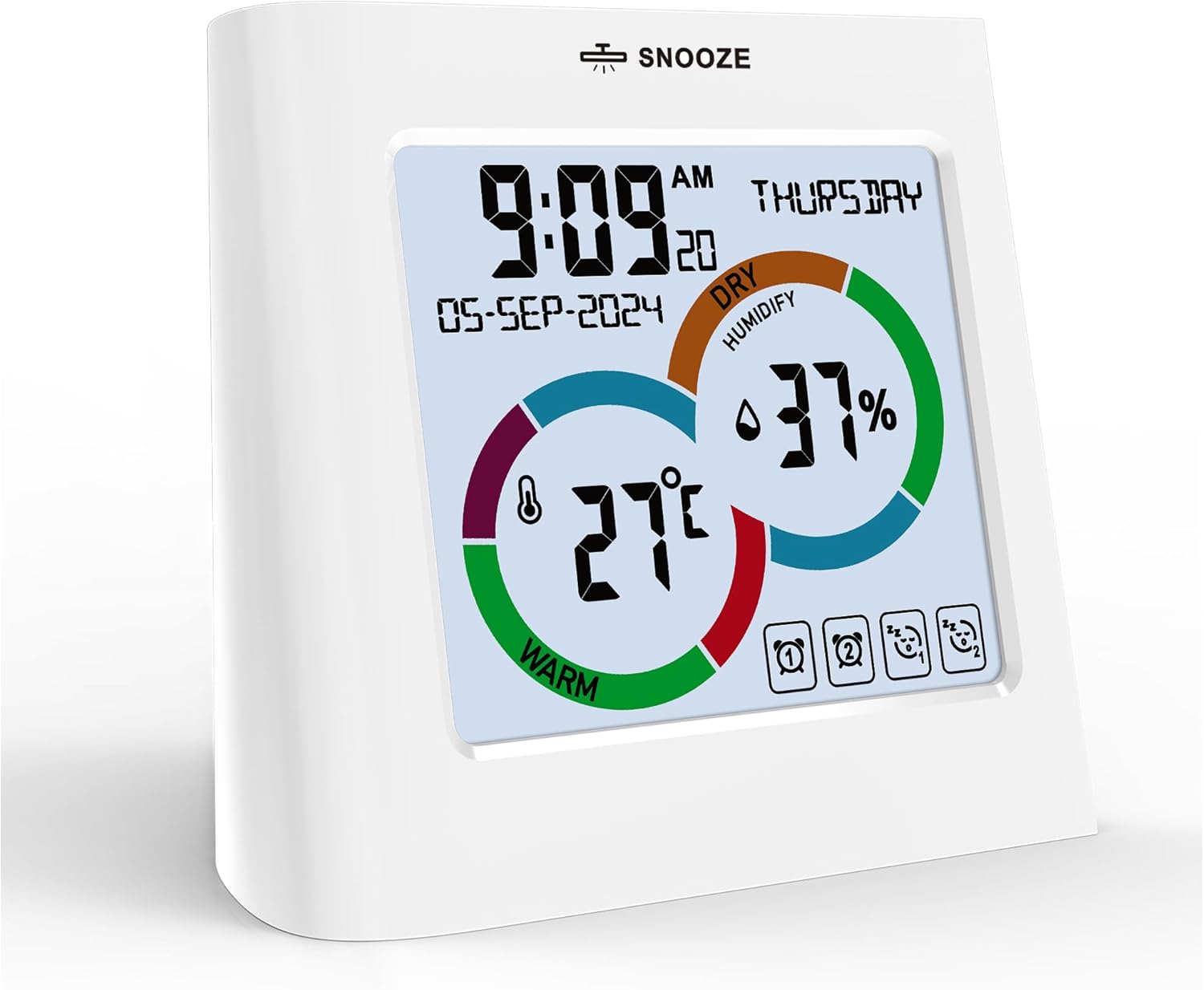 VOILEIPAGI Digital Desk Clock with Temperature Humidity Monitor