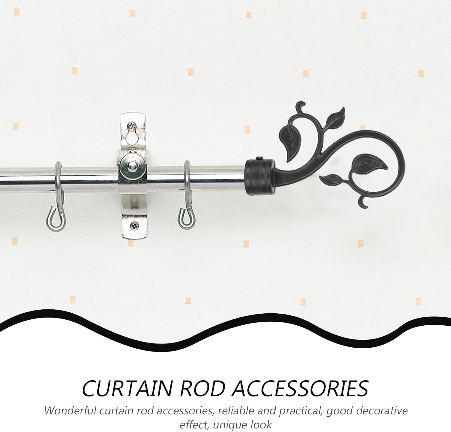 Cabilock 2pcs Black Curtain Rod Ends for Living Room Bedroom