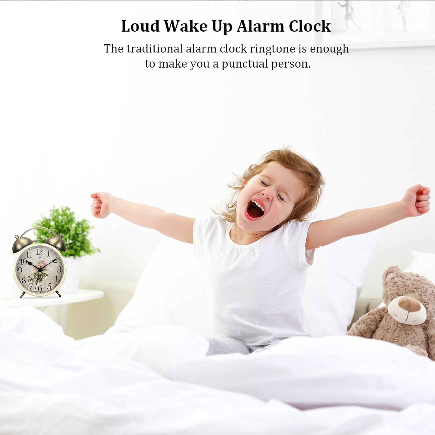 Maxspace Retro Analog Alarm Clock with Night Light