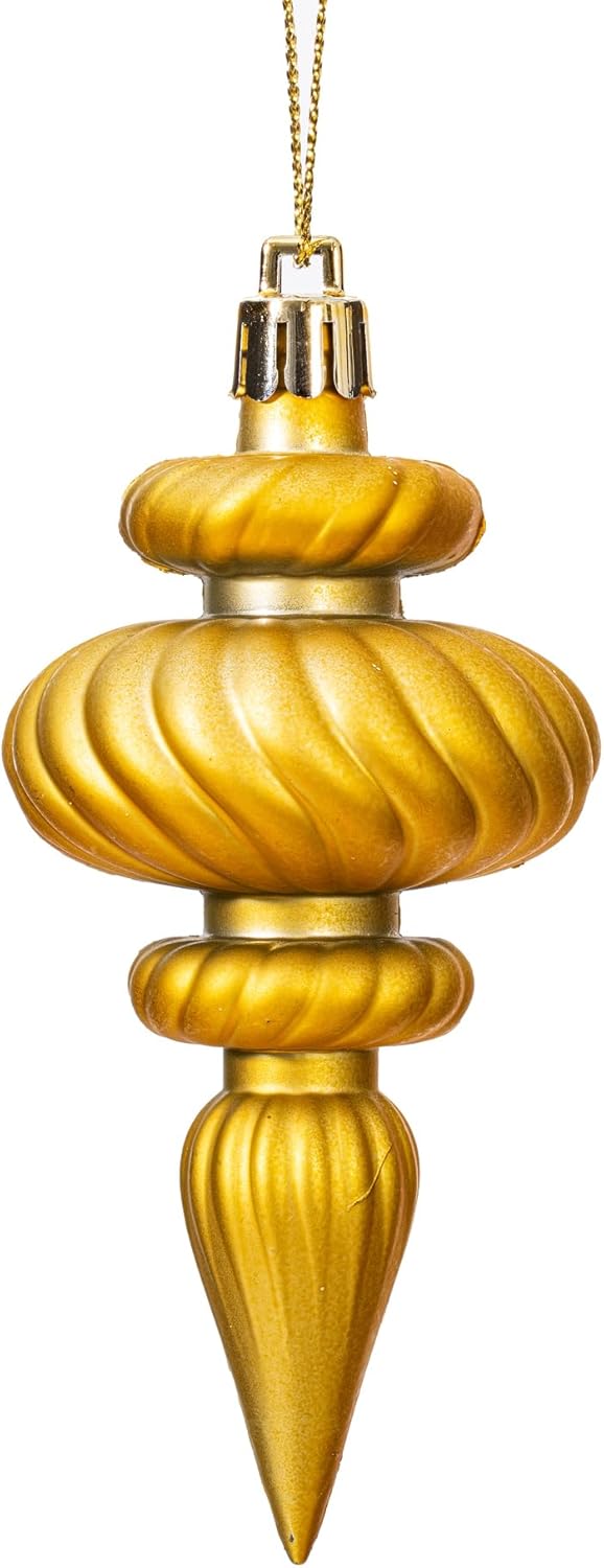 Vickerman 4 Inch Gold Finial Ornament Set 8 Pack