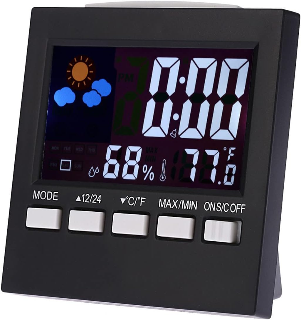 Lovskoo Digital Clock Alarm with Colorful Screen and Weather Display