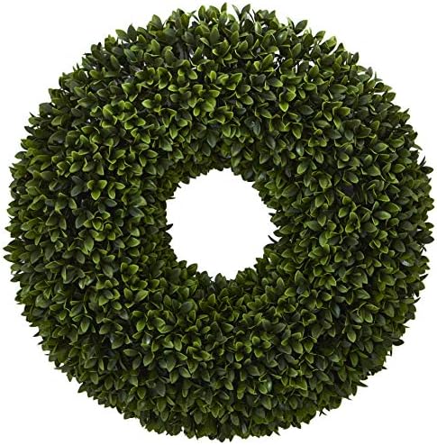 Nearly Natural 24-Inch Boxwood Artificial Wreath Green