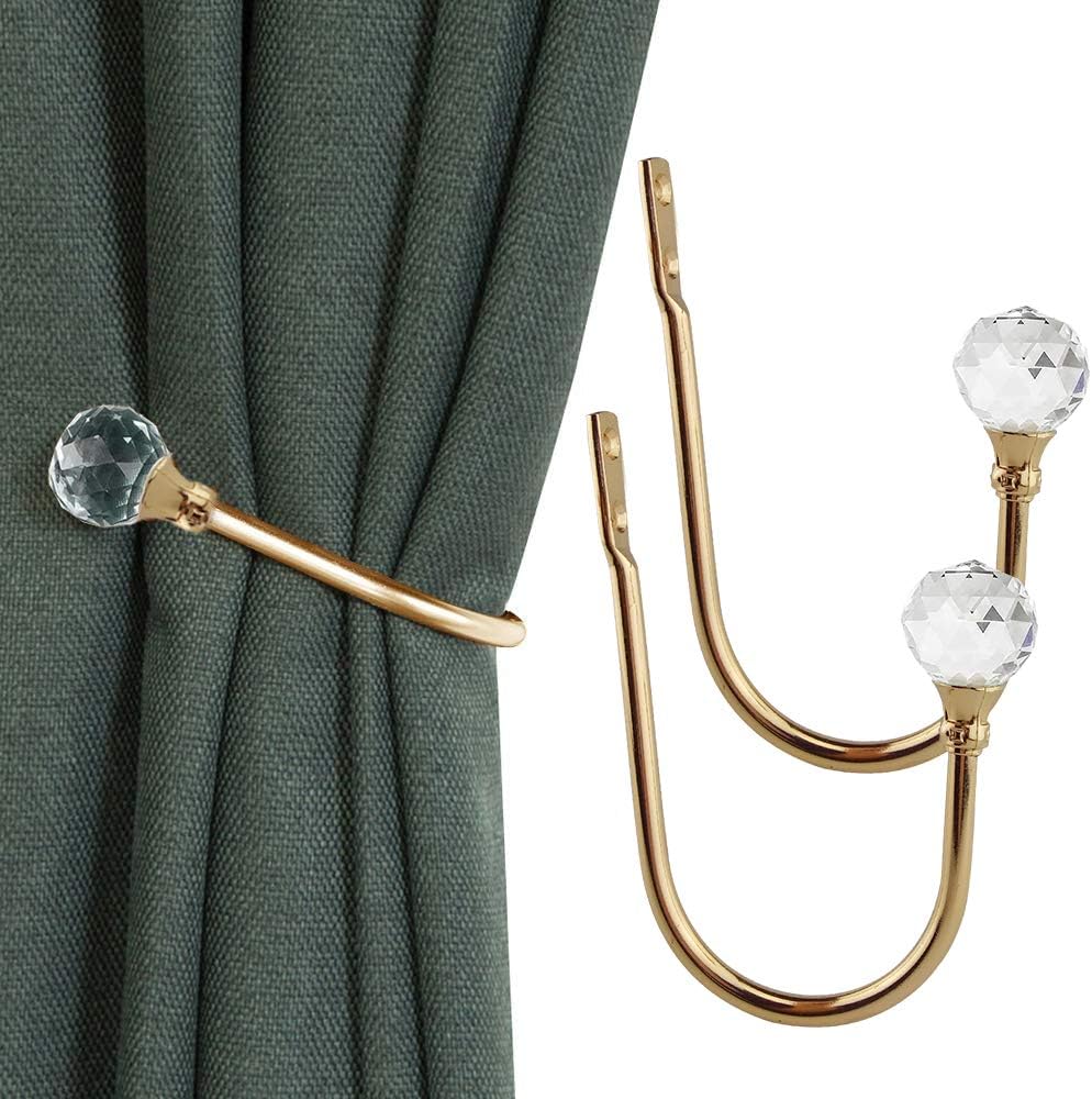 Coolnice 2 Pack Gold Curtain Holdbacks with Screws U Shape Curtain Tiebacks Hooks for Home Office