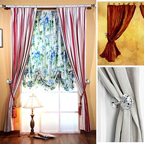 Sumnacon Classic Crystal Curtain Tiebacks 2 Pcs Silver 60mm