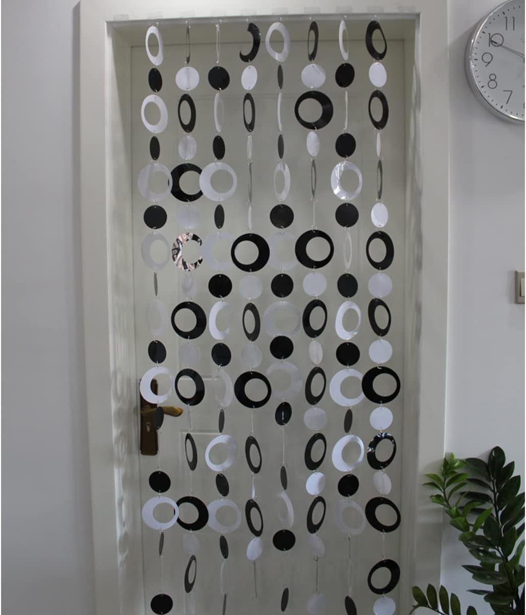 QueenBox 63in 8pcs Round Sequin Beaded Curtain