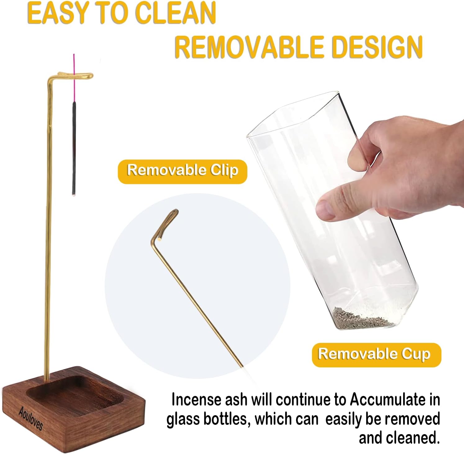 Handmade Incense Holder for Sticks Wooden Ripple Design Ash-Free Burner