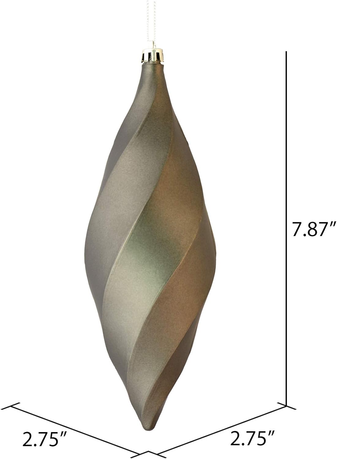 Vickerman Pewter Matte Swirl Finial Ornament 8 Pack of 6