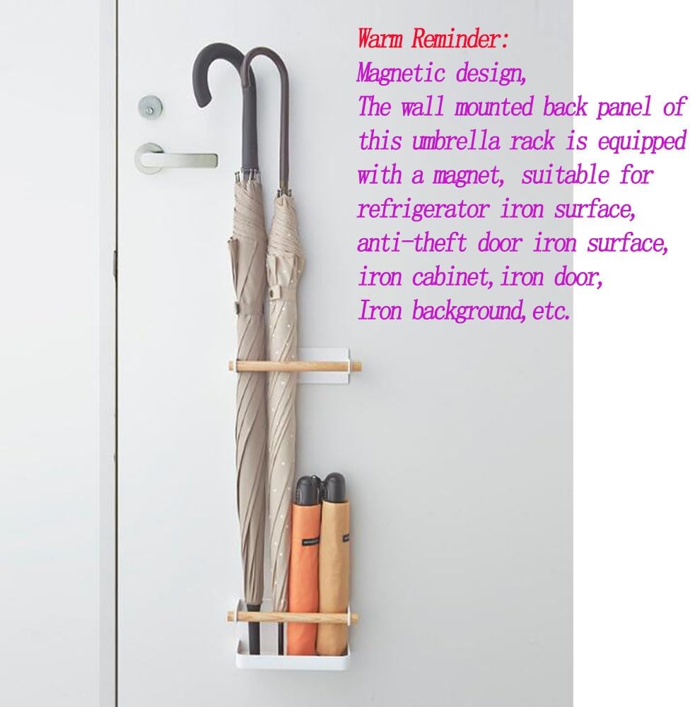 WANLIAN Wall Mounted Umbrella Stand Wrought Iron Rack With Magnet Adsorption