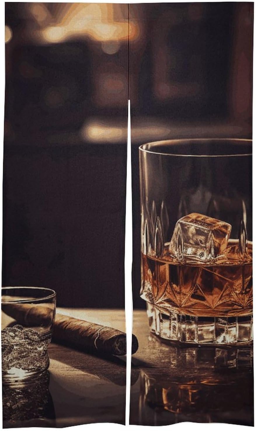 Whisky and Cigar Thermal Door Curtain for Living Room and Sliding Doors