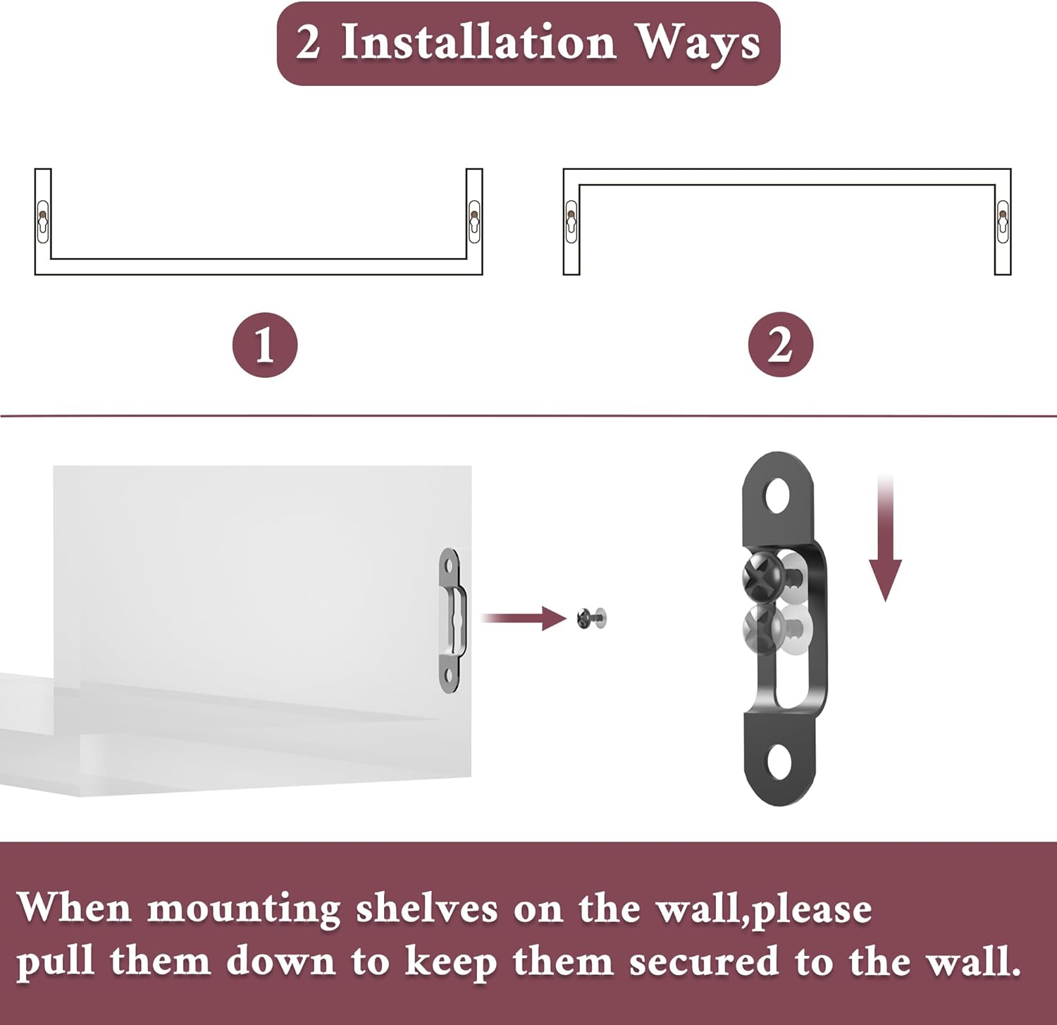 SRIWATANA Pink Floating Wall Shelves