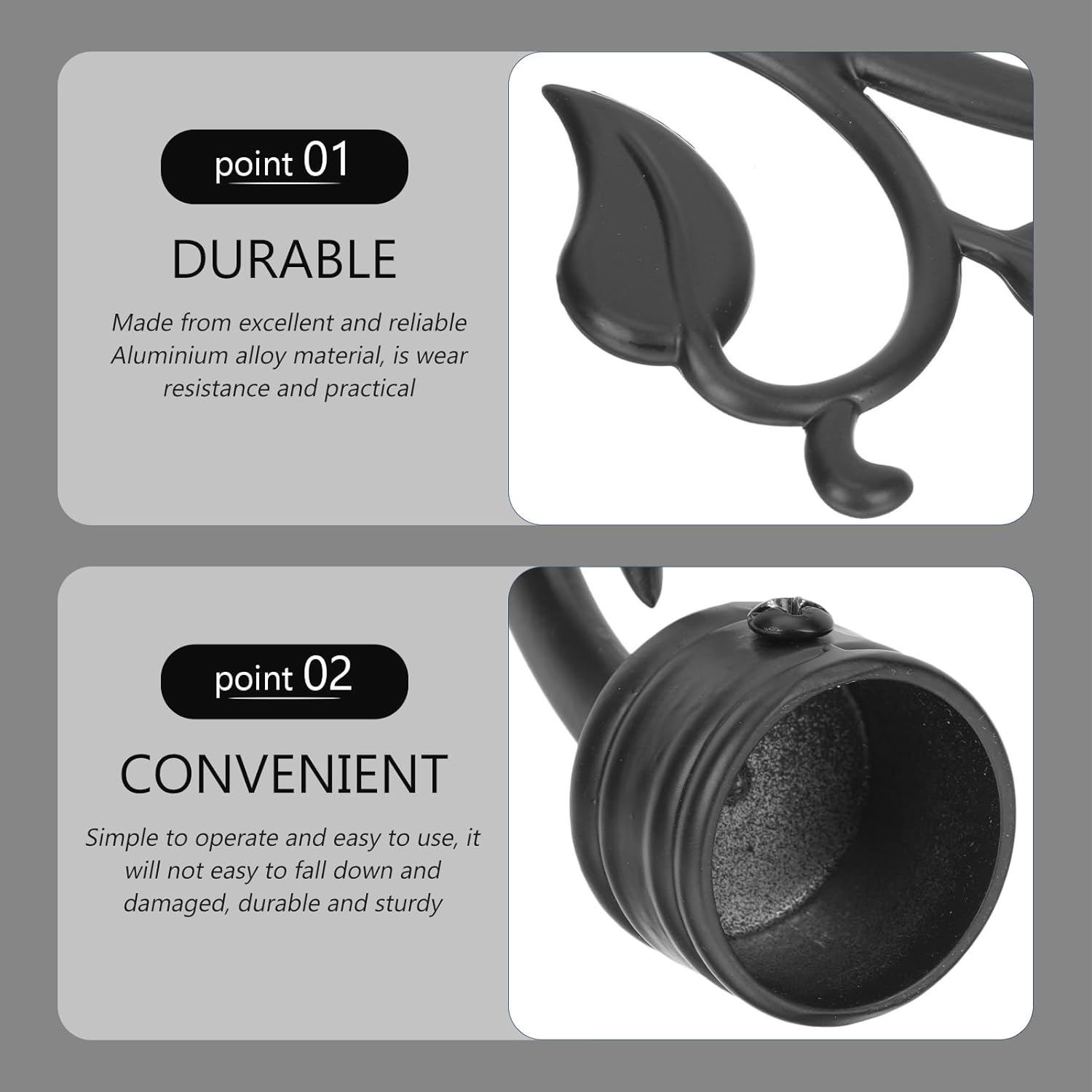 Cabilock 2pcs Black Curtain Rod Ends for Living Room Bedroom