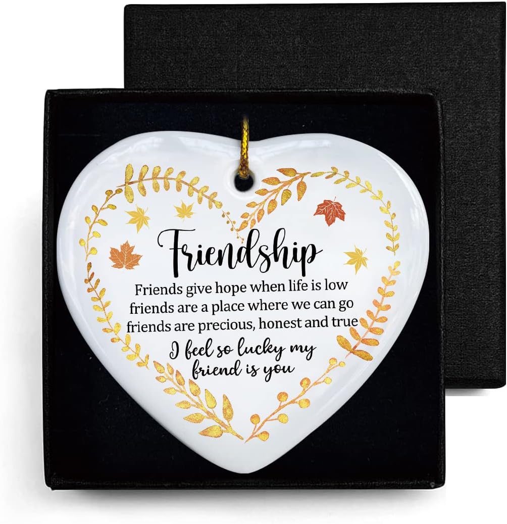 PNTKION Friendship Heart Ceramic Hanging Ornament Keepsake Sign