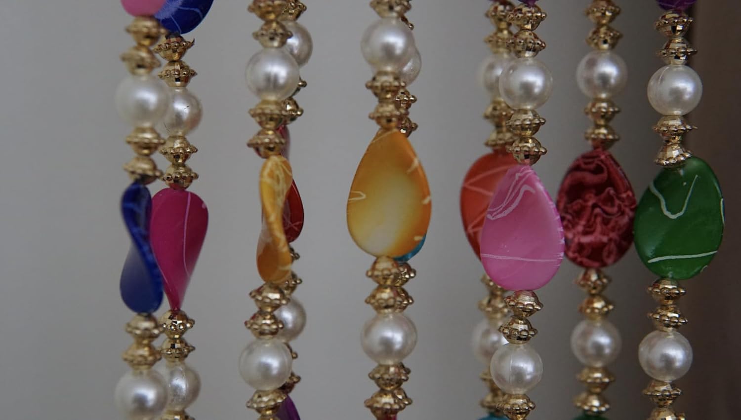 5-Piece Colorful Beaded Curtain Set - 5ft Decorative Boho Panels