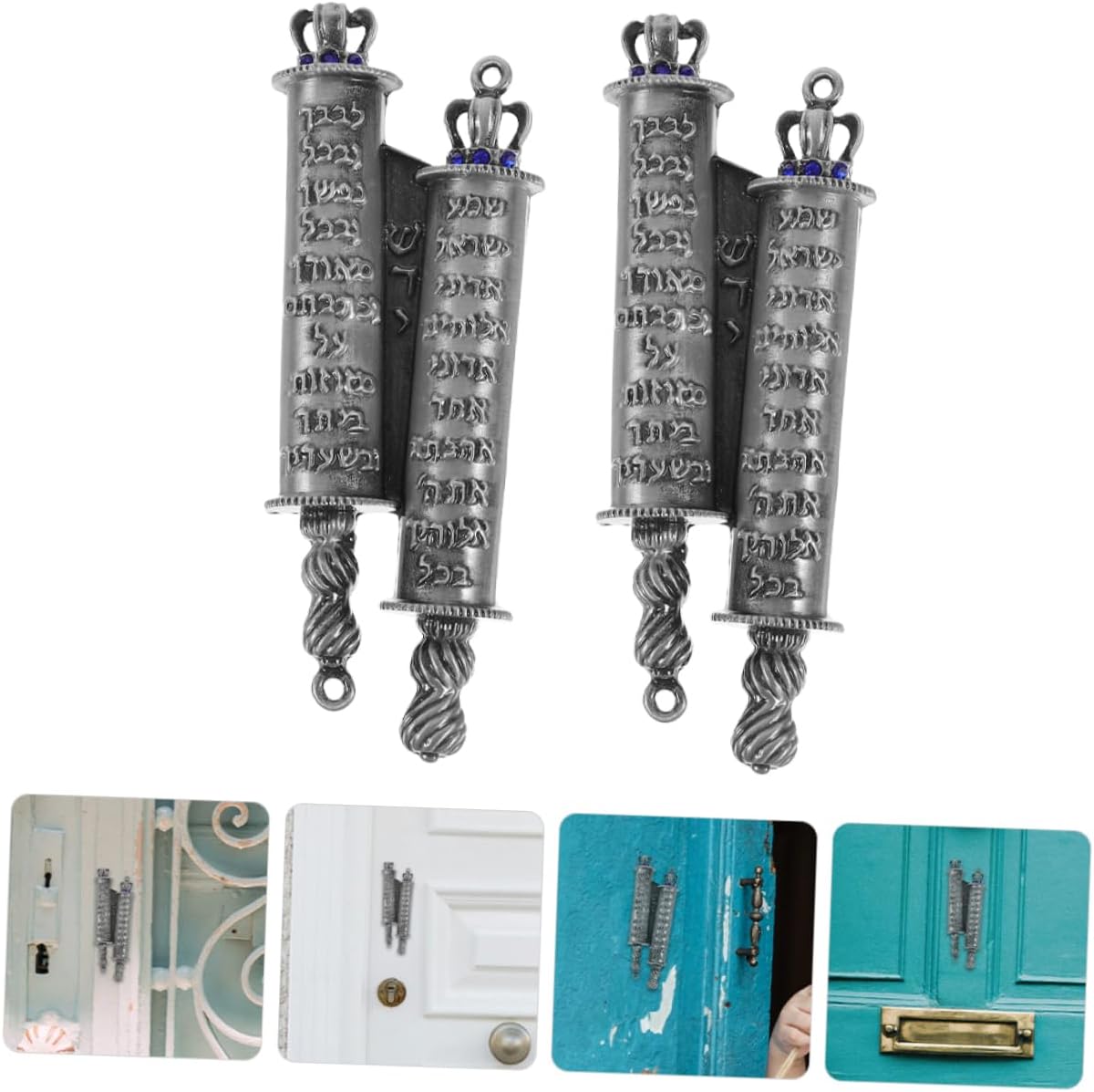 Ipetboom Mezuzah Blessing Scroll Set with 2 Metal Mezuzahs for Jewish Home Decor