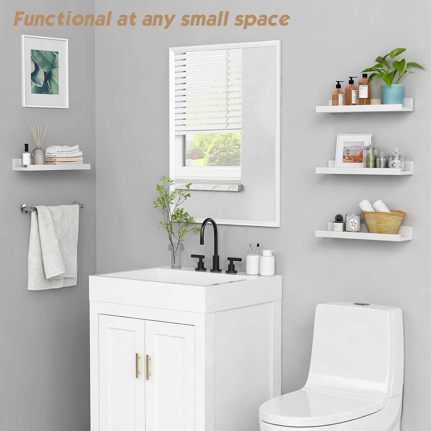 Forbena Wall Mounted Bookshelf Set of 4 White