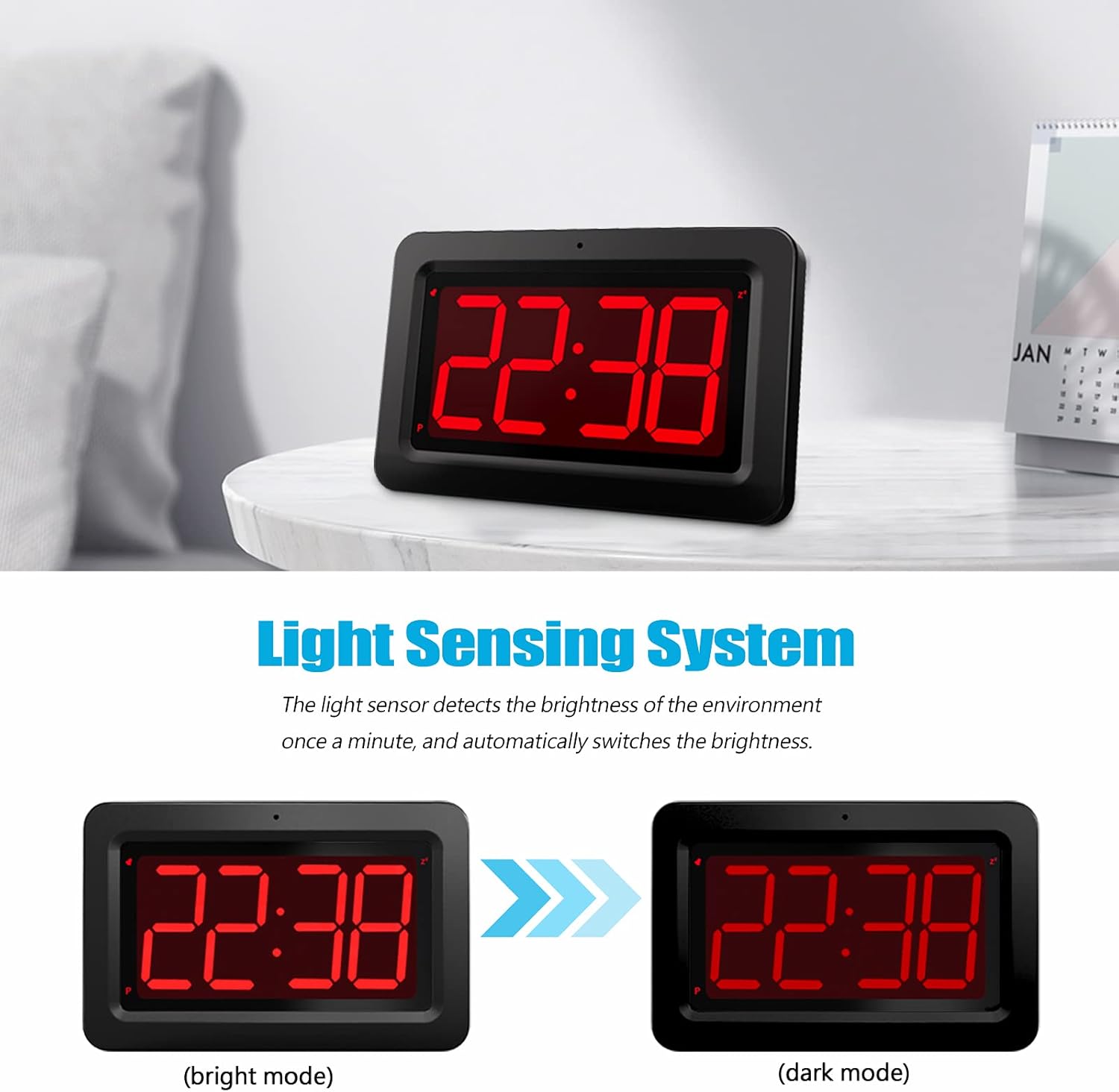 EUTUKEY 8 LED Digital Wall Alarm Clock