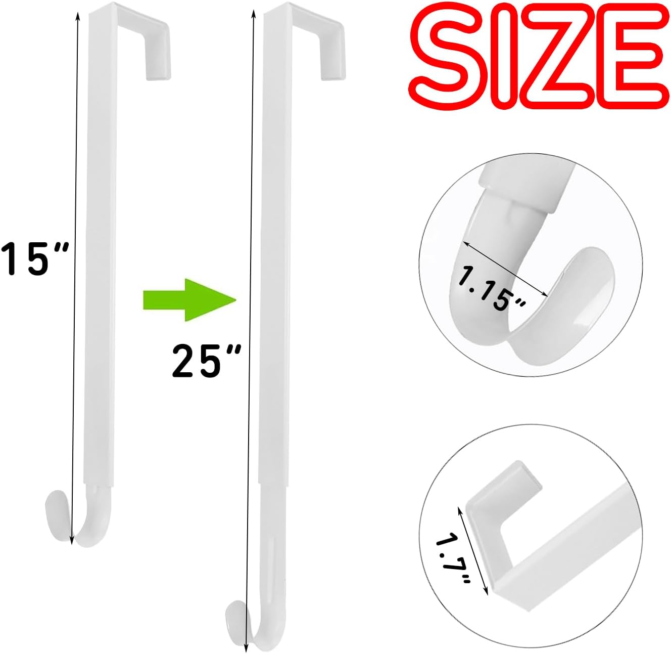 Adjustable Wreath Hanger for Front Door White