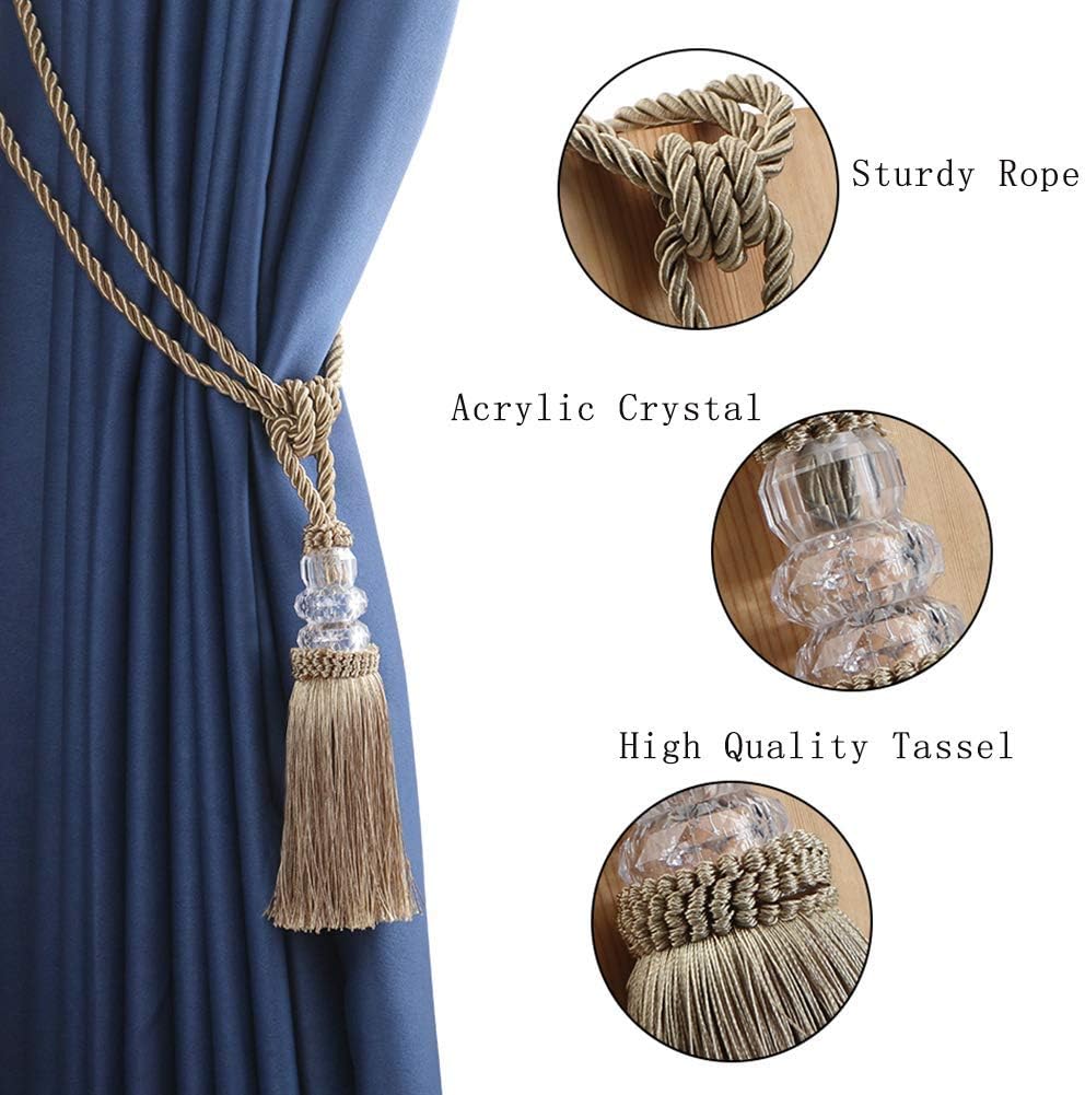 BEL AVENIR 4 Pack Crystal Curtain Holdbacks
