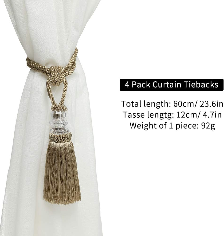 BEL AVENIR 4 Pack Crystal Curtain Holdbacks