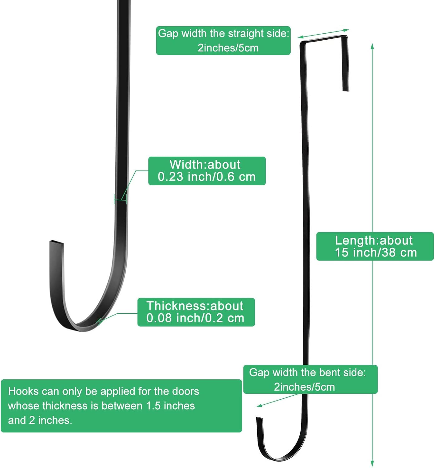 Hotop 15 Inch Steel Wreath Hanger Hook Set
