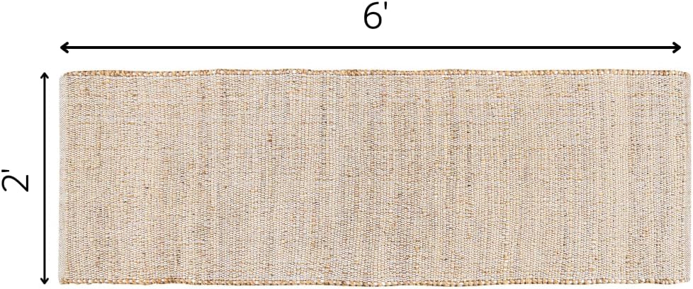Savi Home Jute Cotton Handwoven Runner Rug 2x6 Natural Fiber Rustic Farmhouse Design