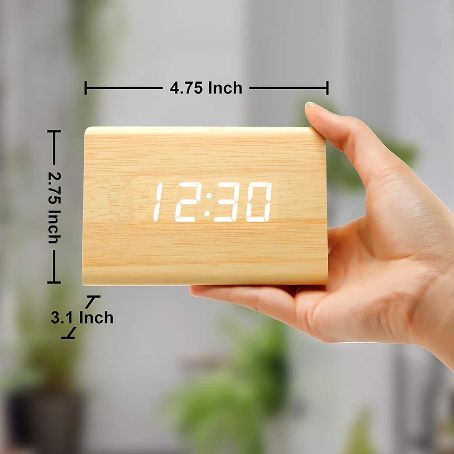 GEARONIC Wooden Digital Alarm Clock Triangle Design