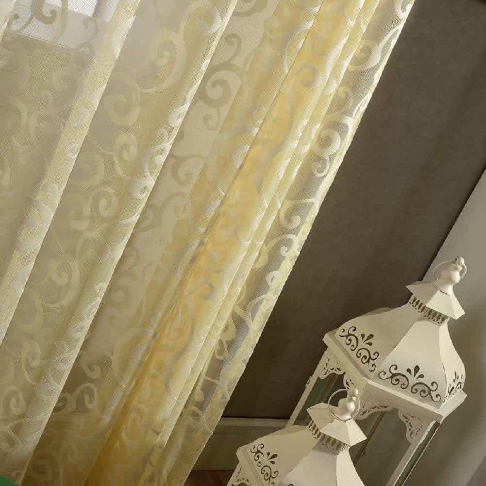 Modern Minimalist Yellow Sheer Curtains Panel