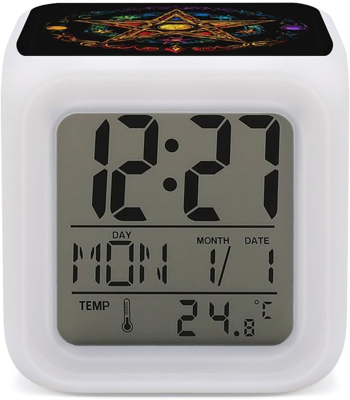 Color Changing LED Alarm Clock with Pentagram Design