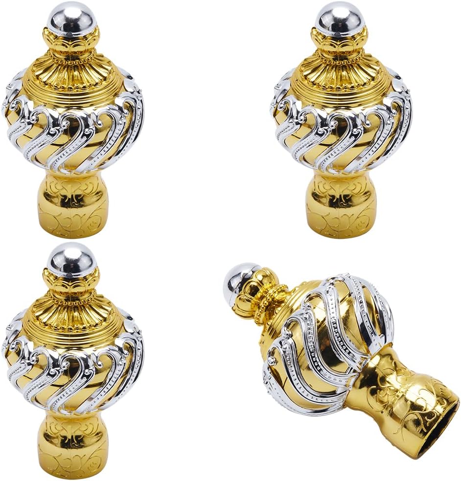 GORGECRAFT 4PCS Gold Curtain Rod Finials Ends Caps
