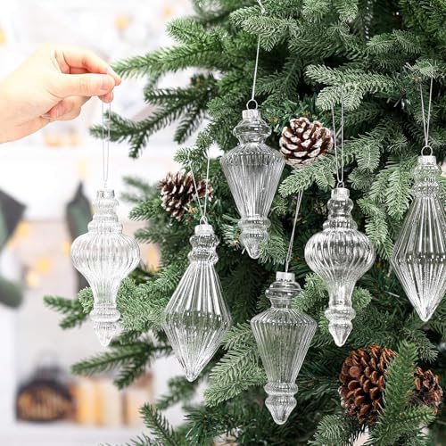 6 Pcs 57 Inch Glass Christmas Ornament Set