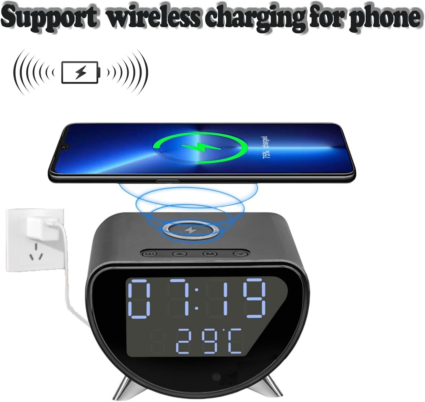 4K Camera Clock with Wireless Charging and Time Temperature Display 1