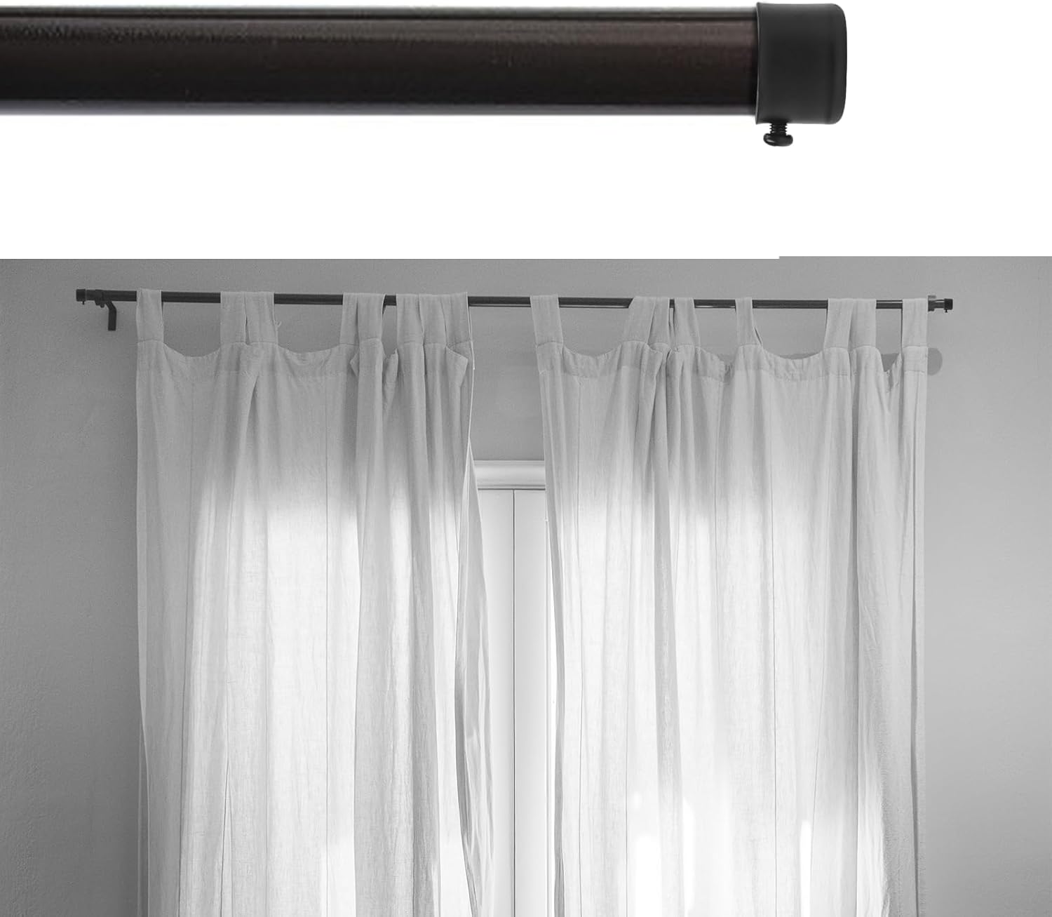 Curtain Rod Ends with Fixing Screws Black Durable 22mm Diameter