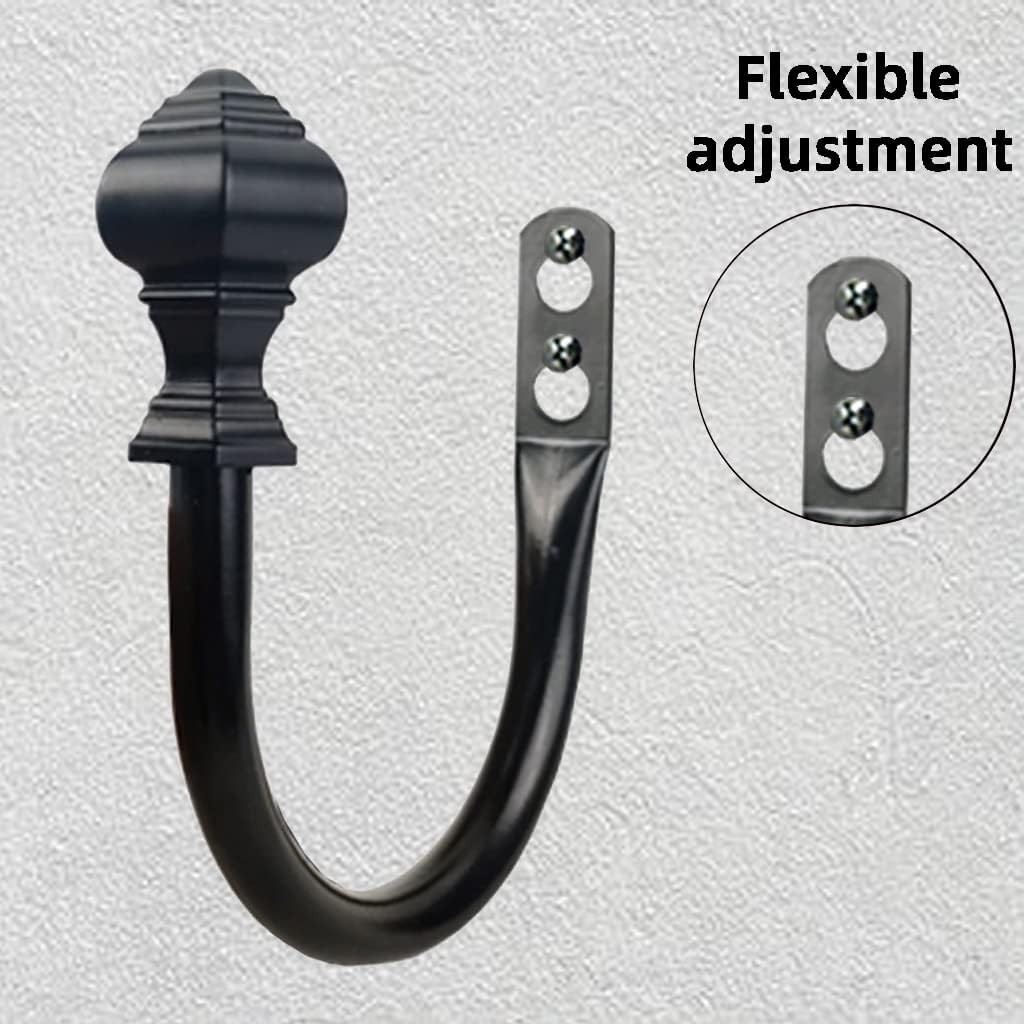 2Pcs Curtain Holdbacks with Lighthouse Finial Black