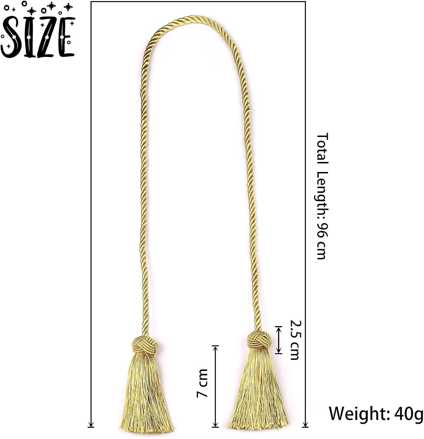 BEL AVENIR 4 Pack Gold Curtain Tiebacks with Tassels
