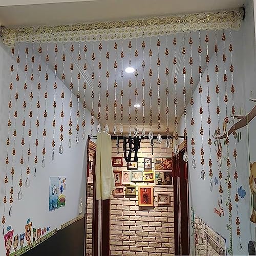 EMYJAY Door Beaded Curtain with Crystal Glass Beads 45 Inch Arched Curtain for Entryways and Windows Rojo Color