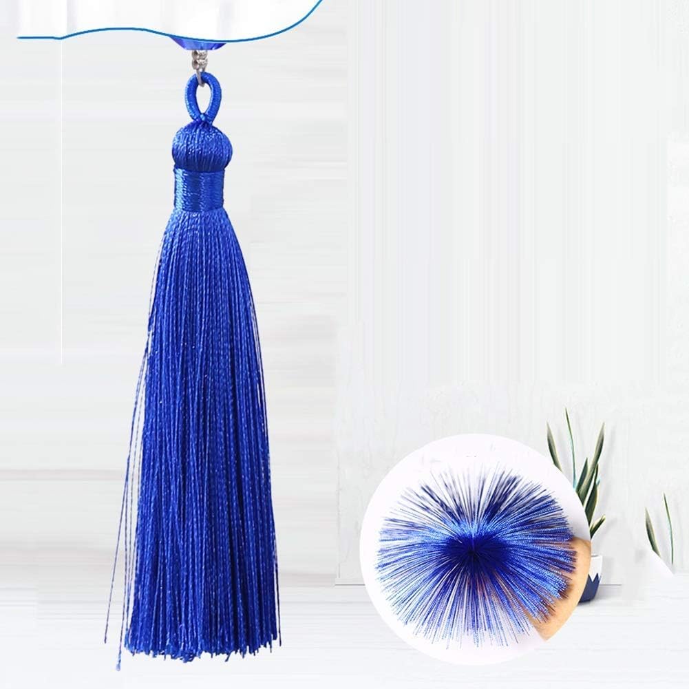 Crystal Beaded Curtain Panel with Tassels Blue 160x90CM