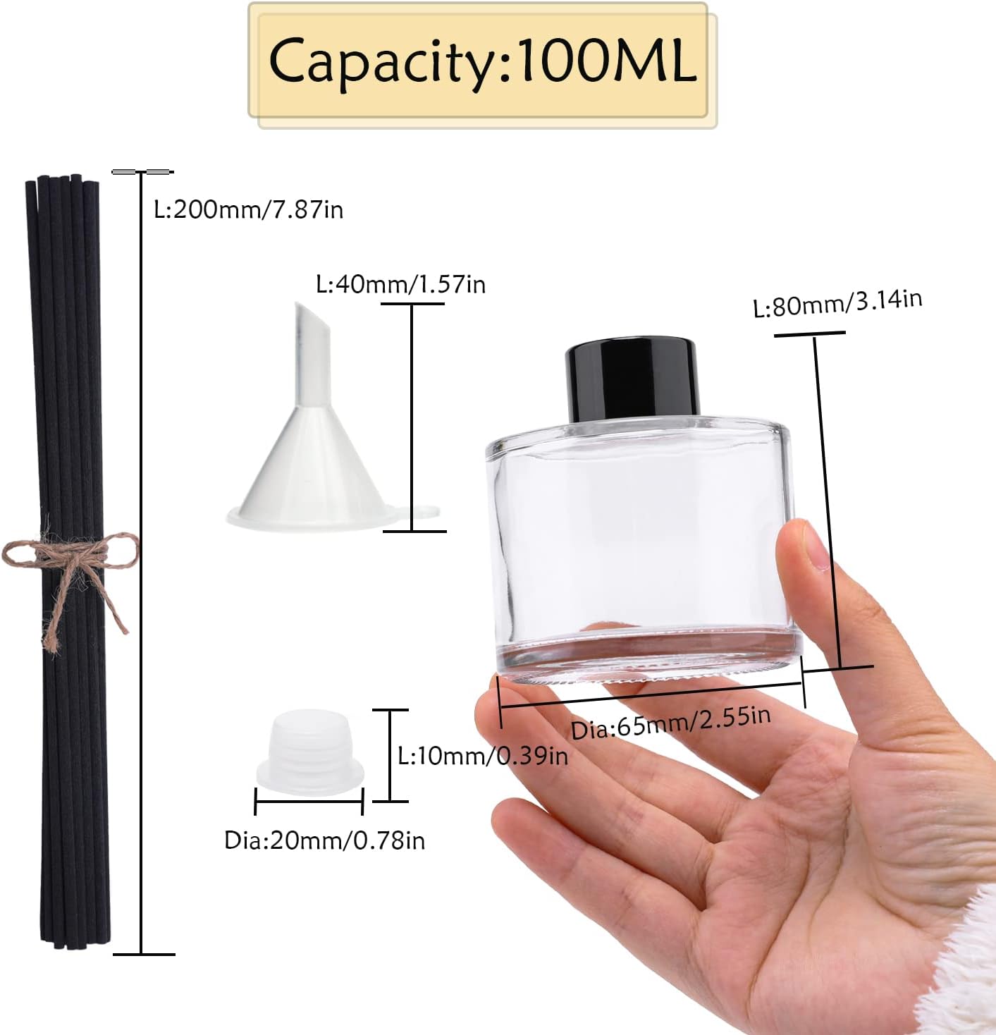 Agidea 4PCS Fragrance Glass Diffuser Set with Reeds and Funnels
