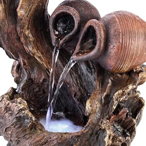 Alpine Corporation 14 Inch Tall Indoor Tabletop Fountain with LED Lights