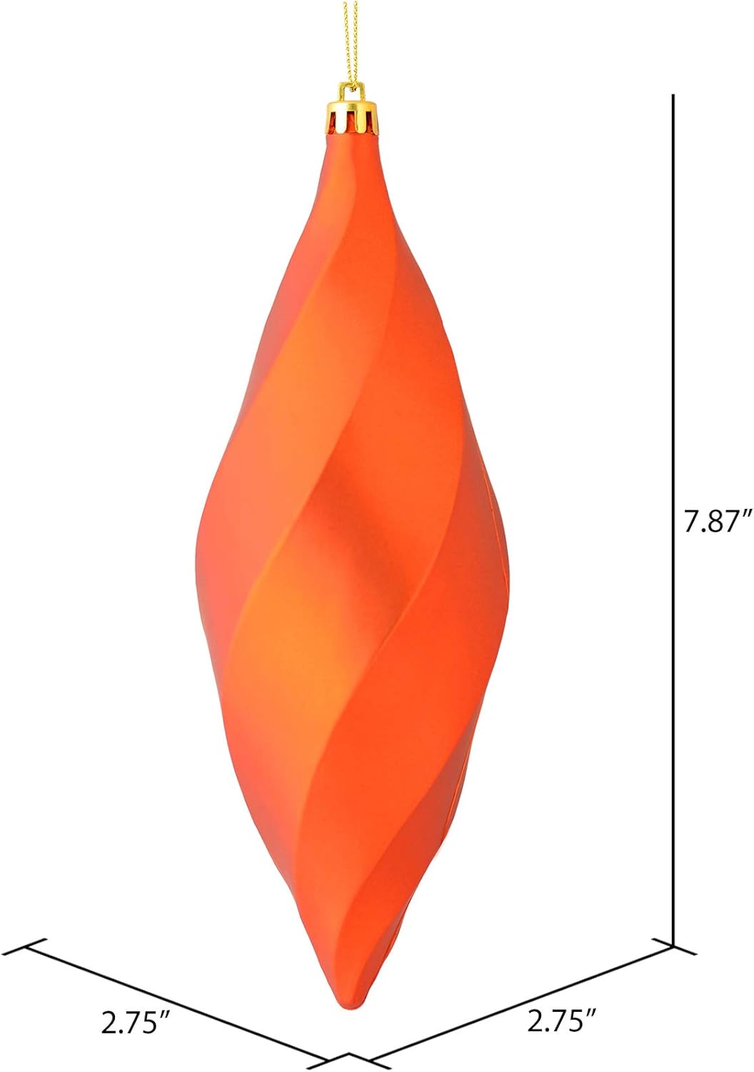 Vickerman 8 Inch Matte Swirl Finial Ornament 6 Pack Burnished Orange