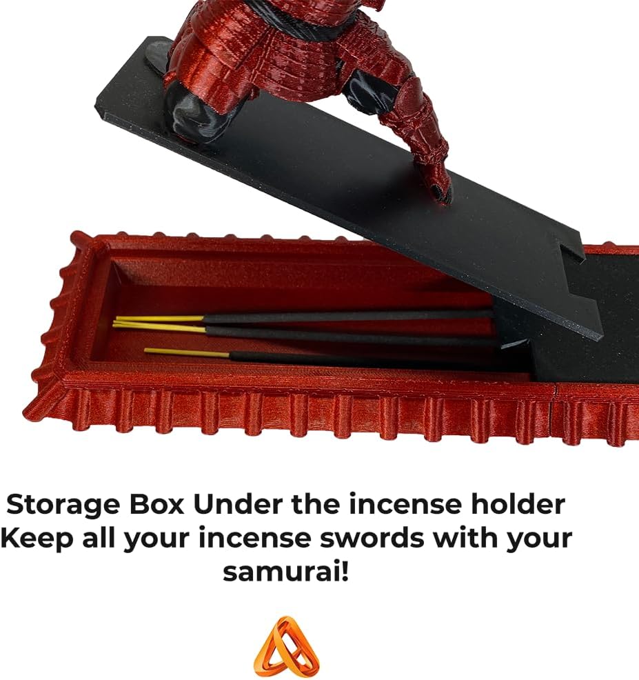 Japanese Samurai Incense Holder with Storage Box