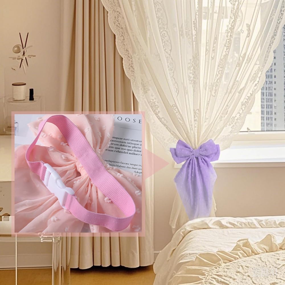 Pink Lace Bow Curtain Tiebacks 2Pcs