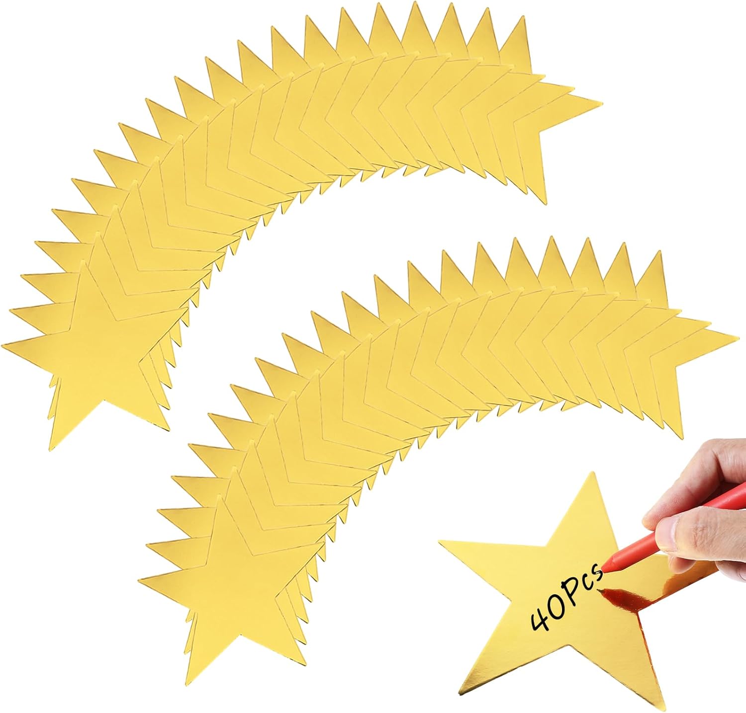 40 Pcs Gold Star Cutouts 6 Inch Double Printed Party Decor