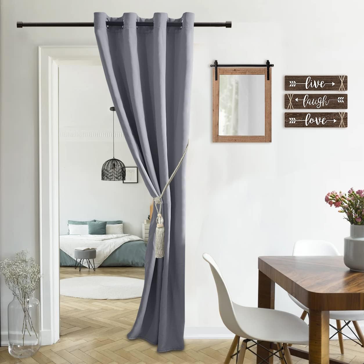 XTMYI 96 Inch Door Curtains Light Grey