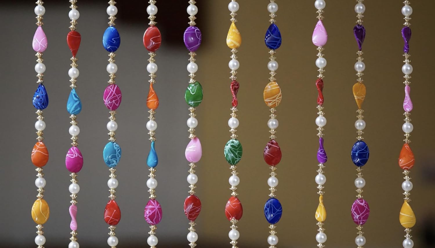 5-Piece Colorful Beaded Curtain Set - 5ft Decorative Boho Panels