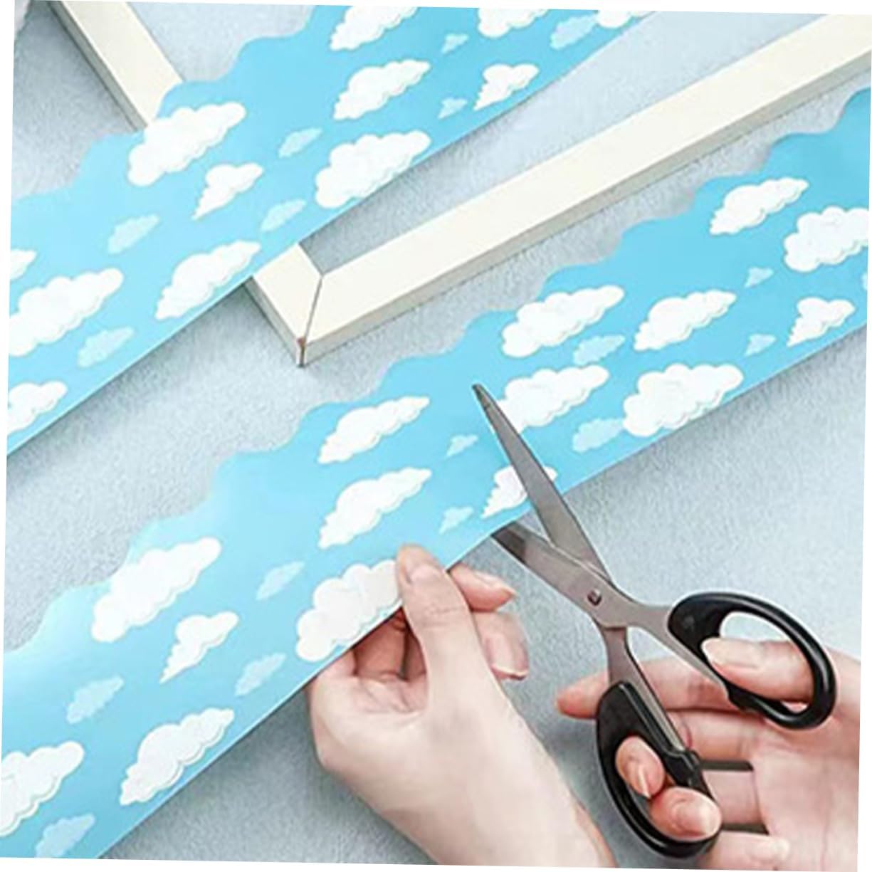 Cabilock Cloud Pattern Bulletin Board Border Trim for Classroom and Office Decor