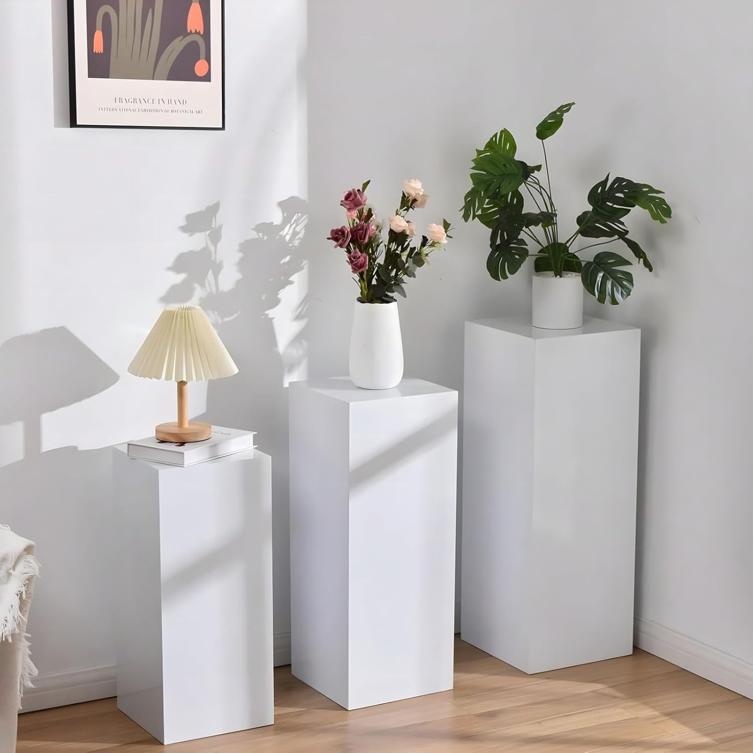 ANMINY 3PCS Square Metal Pedestal Stand Set