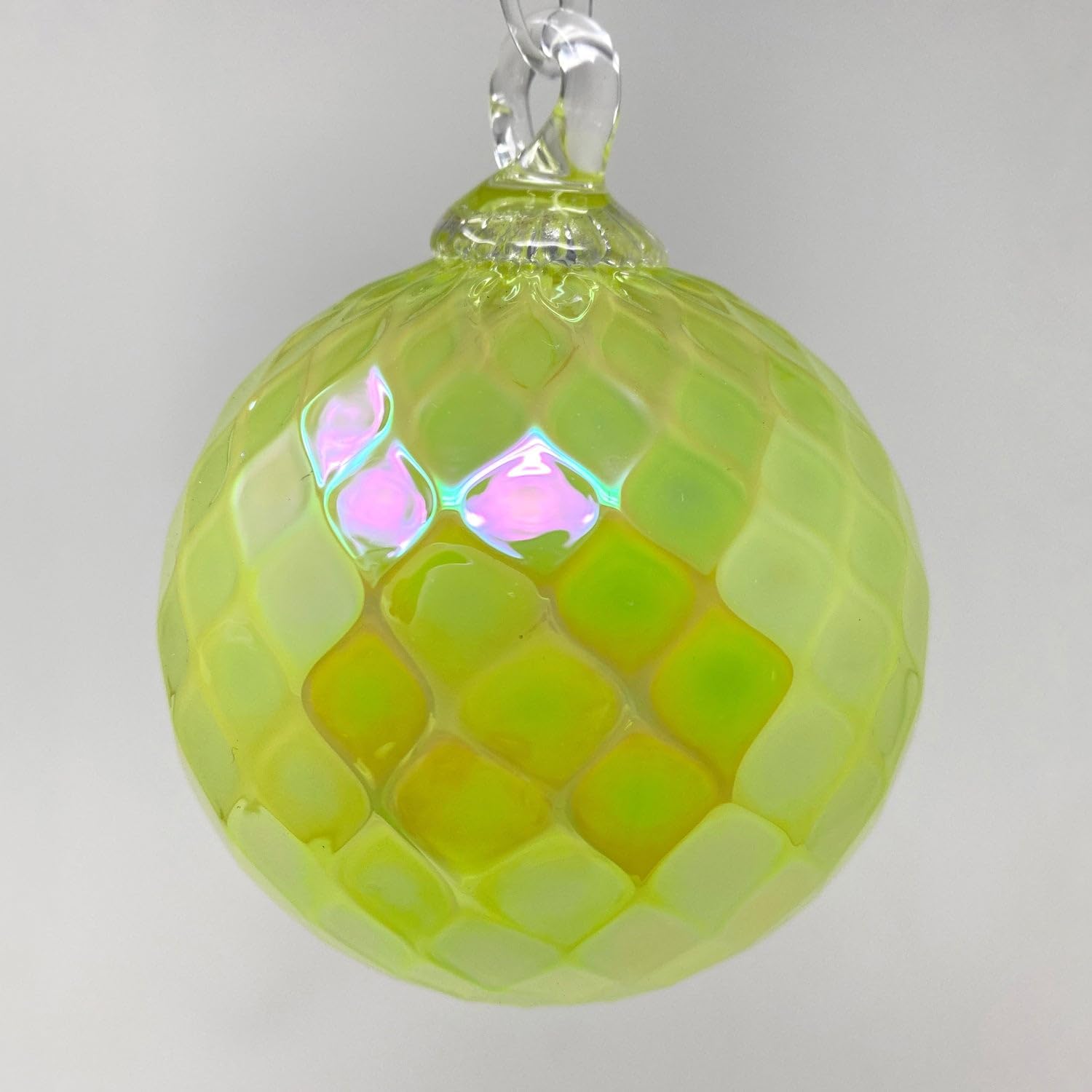 Glass Eye Studio Ball Ornament Key Lime Diamond